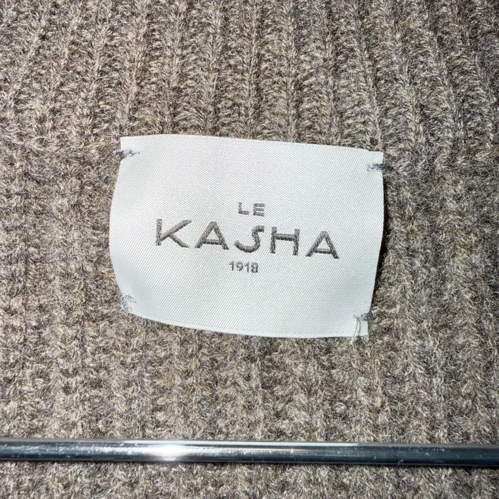 Le Kasha Monaco Ribbed Cardigan 100% Organic Cashmere Sweater Brown One Size New
